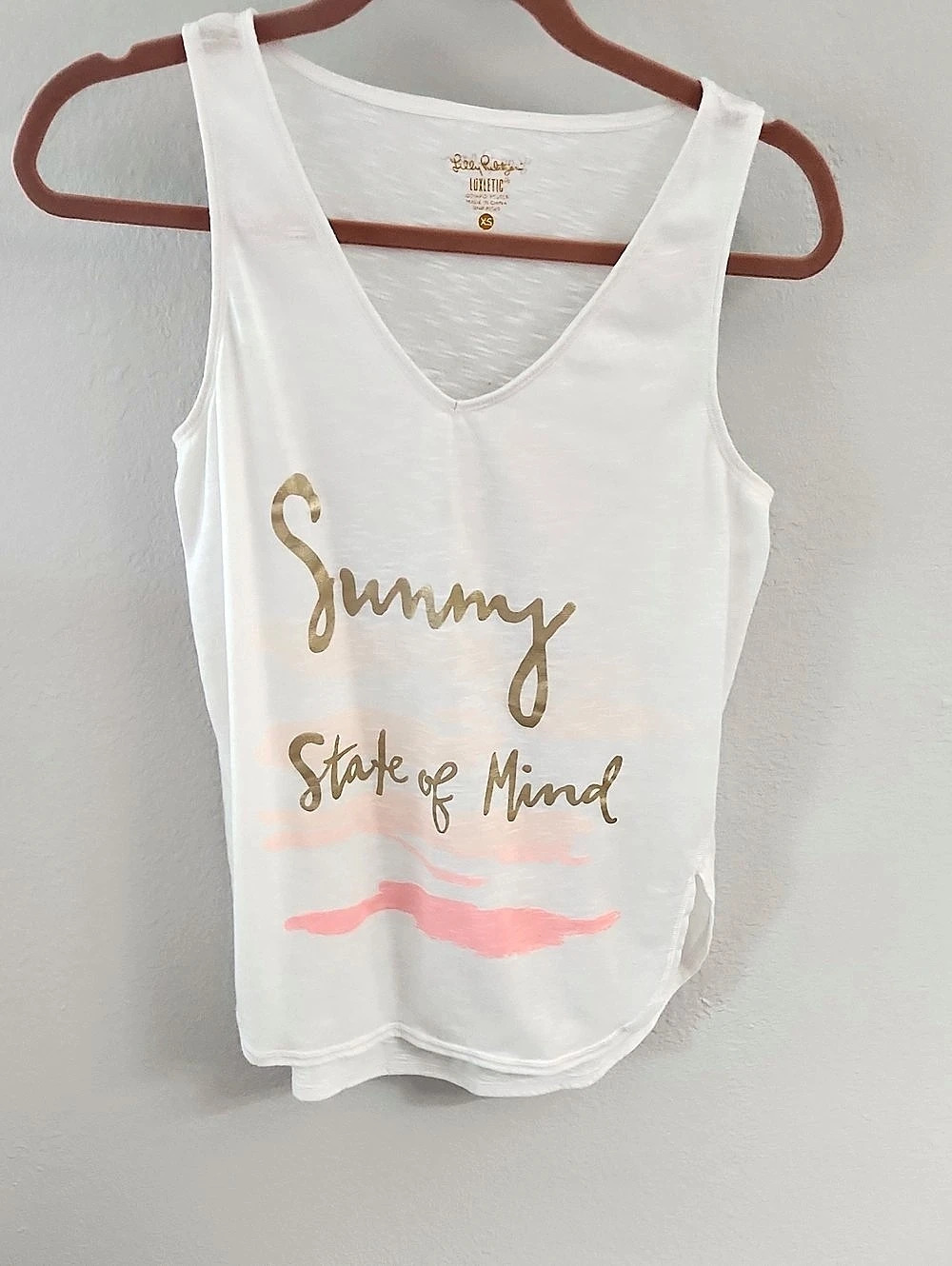 Lilly Pulitzer Sunny State of Mind Graphic Luxletic Top White XS